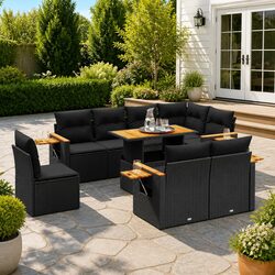 Specifications of the 9 Piece Black Poly Rattan Sofa Set