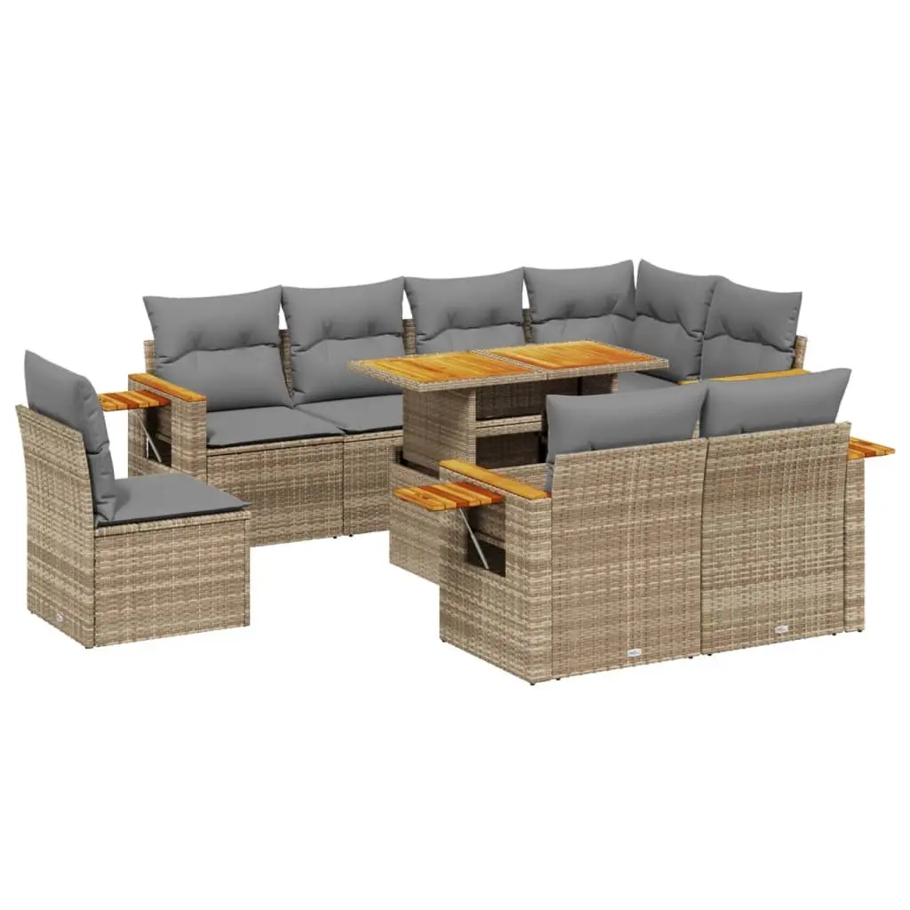 9 Piece Garden Sofa Set for Patio Outdoor Furniture Modular Beige