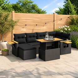 Specifications for 7 Piece Black Poly Rattan Garden Sofa Set