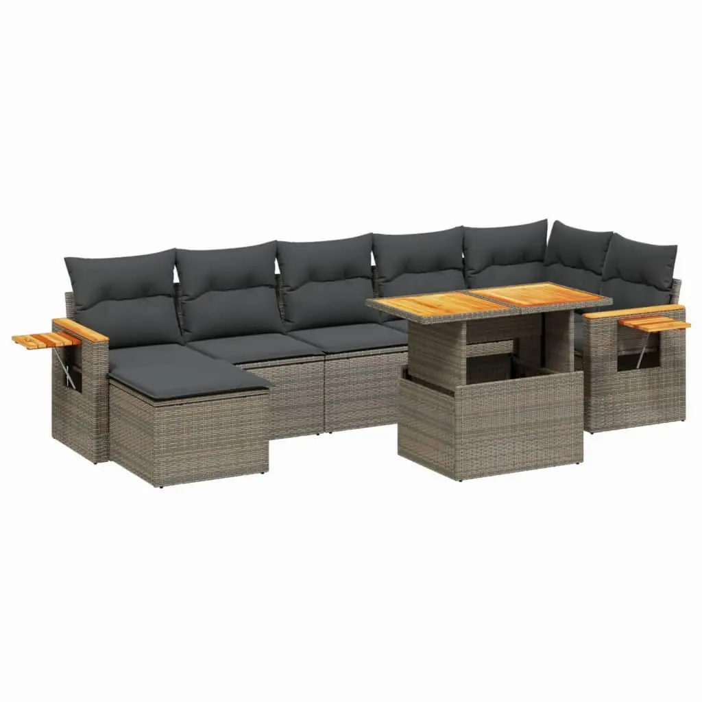 8-Piece Grey Modular Garden Sofa Set