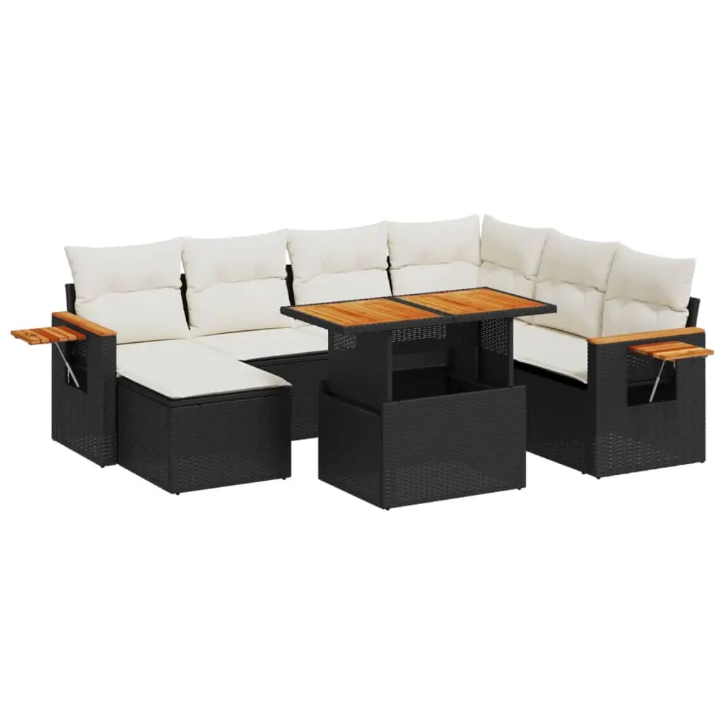 Garden Sofa Set 8 Piece Outdoor Furniture Patio Lounge Black Poly Rattan with
