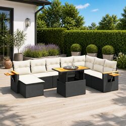 9 Piece Black PE Rattan Outdoor Sofa Set Specifications