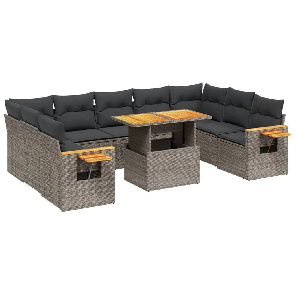 Garden Sofa Set Outdoor Furniture Grey Modular 10 Piece