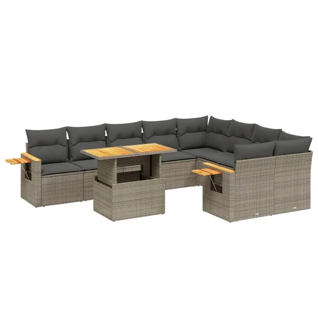 Garden Sofa Set Outdoor Furniture 10 Piece Grey Rattan Patio