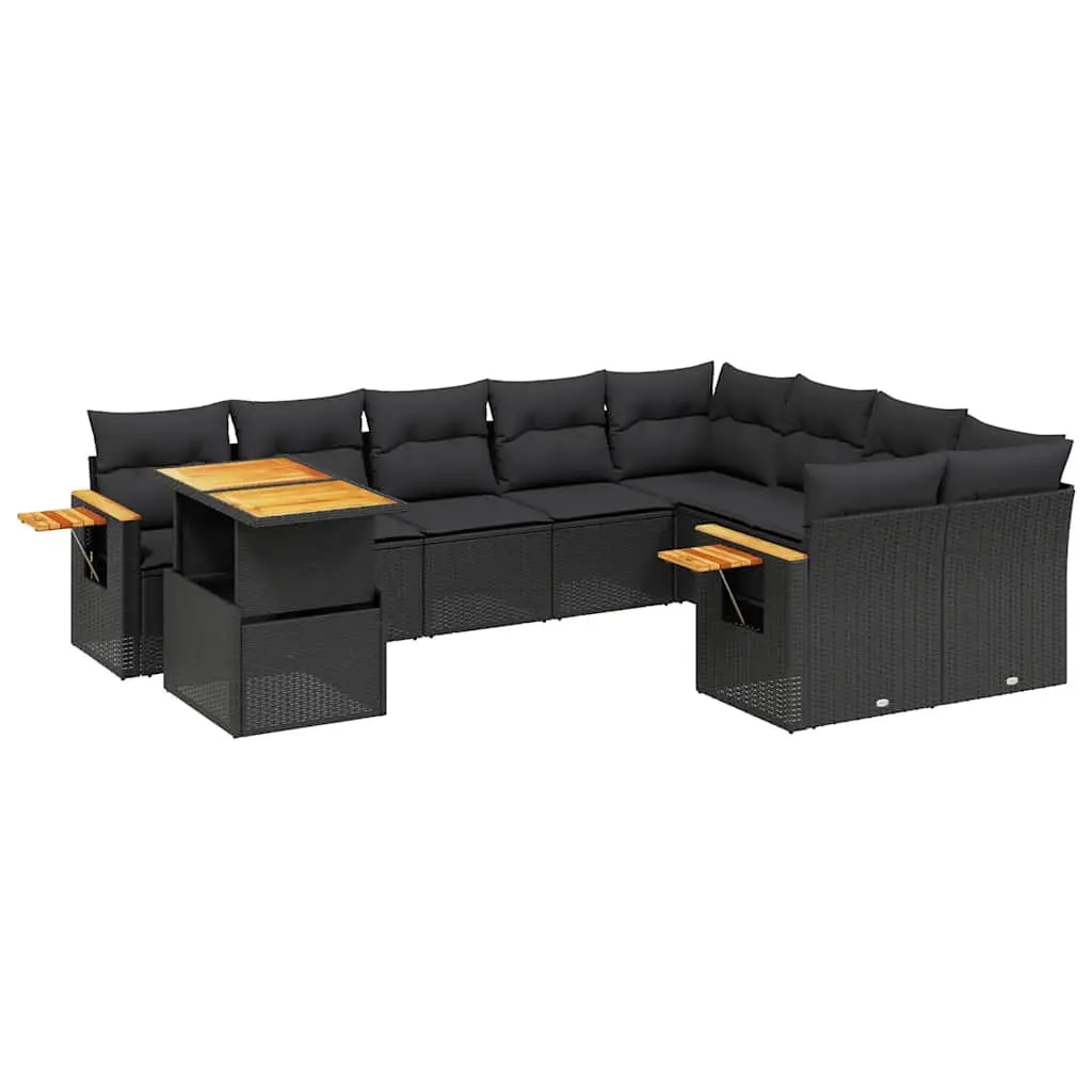 10 Piece Garden Sofa Set Outdoor Patio Furniture Black PE Rattan Modular