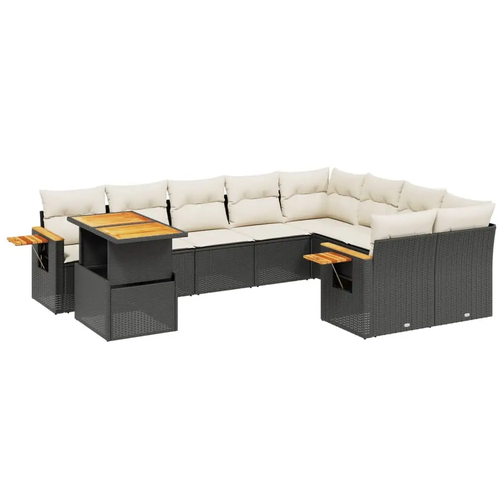 10-Piece Black Garden Sofa Set