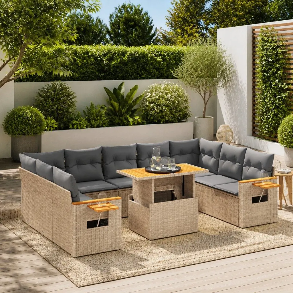 11 Piece Outdoor Garden Sofa Set with Cushions