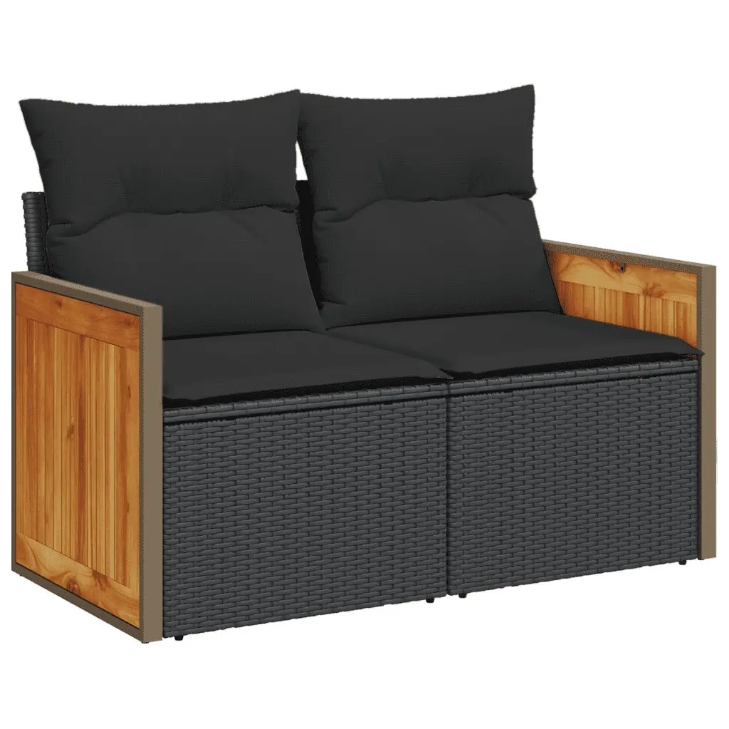 6-Piece Black Garden Sofa Set