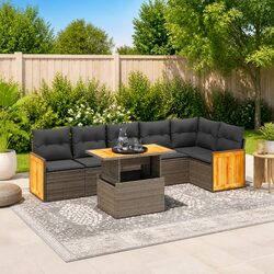 Detailed Specs of 7 Piece Grey Outdoor Sofa Set