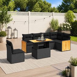 Specifications of 7 Piece Garden Sofa Set - Black Rattan