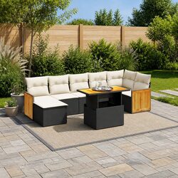 8-Piece Garden Sofa Set Specifications - Black Modular Design