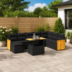 Modular 9-Piece Black Patio Sofa Set - Specifications