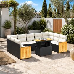 Garden Sofa Set 10 Piece Outdoor Furniture Patio Reclining Sectional Black