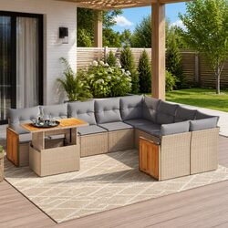 Specifications for 10 Piece Beige Outdoor Garden Sofa Set