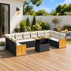 Specifications for 11-Piece Outdoor Garden Sofa Set in Black