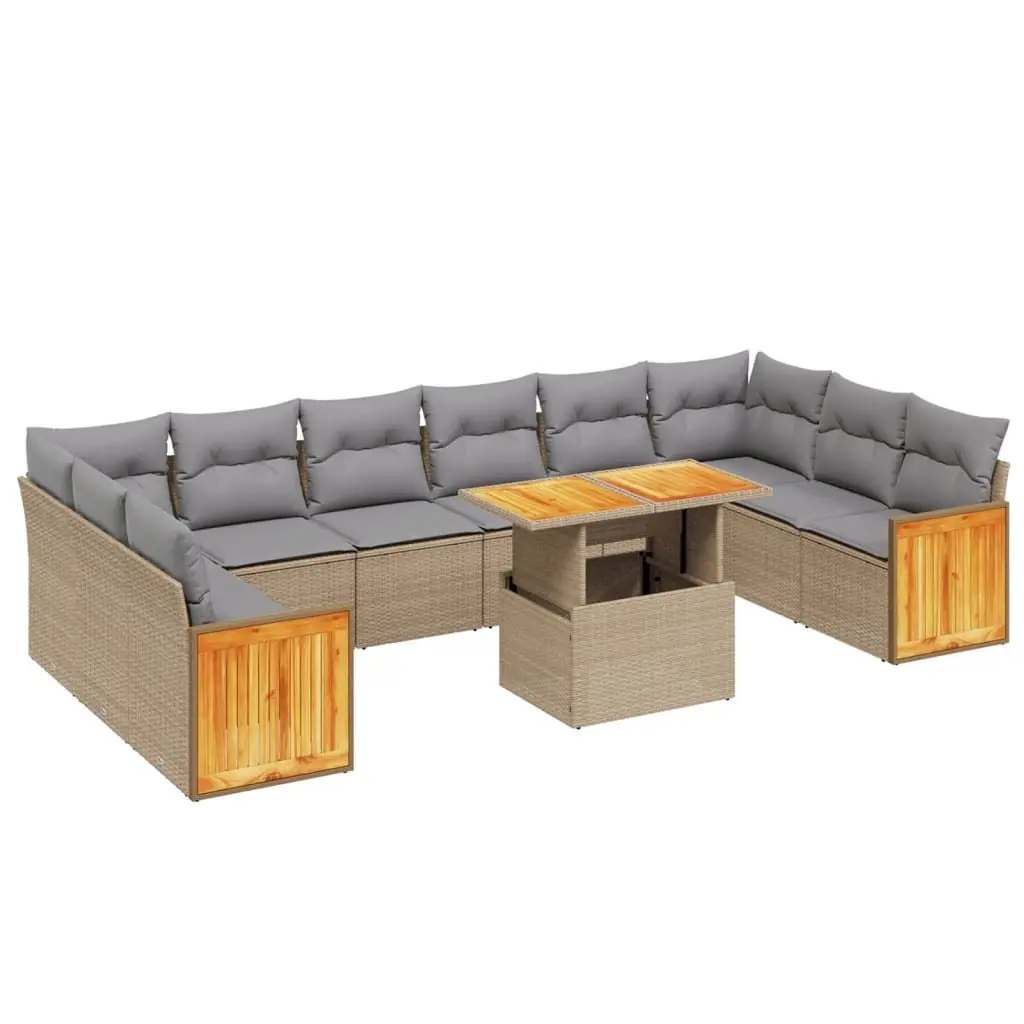 Garden Sofa Set Outdoor Patio Furniture Beige Modular 11 Piece