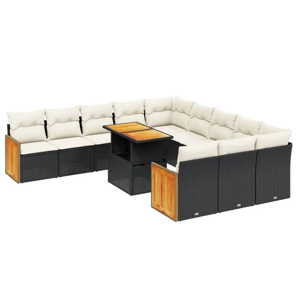 11 Piece Black Rattan Garden Sofa Set