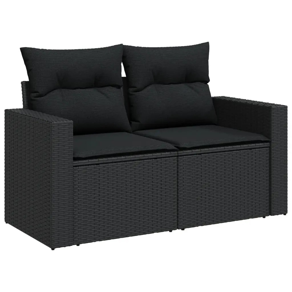 Garden Sofa Set Outdoor Furniture 11 Piece Black Poly Rattan Patio Seating