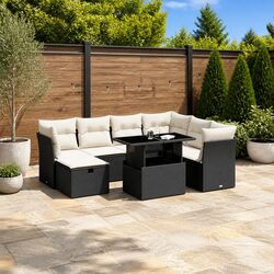 Specifications for the 8-Piece Outdoor Sofa Set in Black