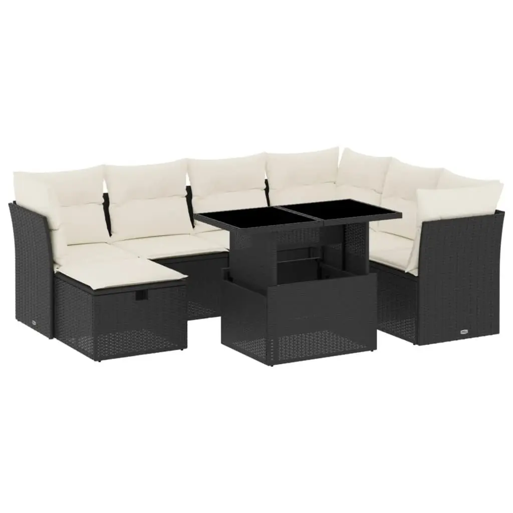 Garden Sofa Set 8 Piece Outdoor Furniture Black PE Rattan Modular Patio