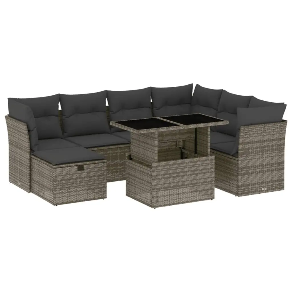 Garden Sofa Set Outdoor Furniture 8 Piece Patio Lounge Grey Poly Rattan Modular