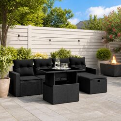 Factual 6 Piece Black Outdoor Furniture Set with Cushions