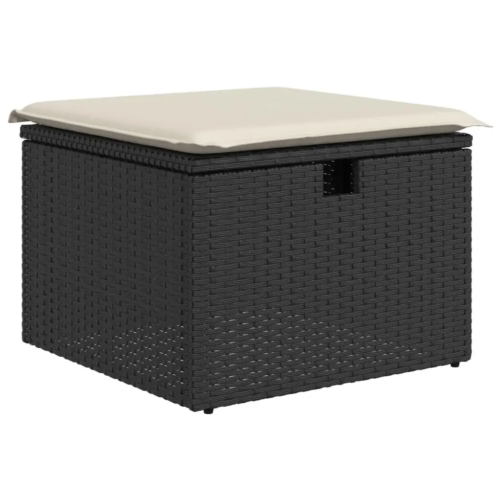 Garden Sofa Set 6 Piece Outdoor Furniture Black Poly Rattan Patio Seating