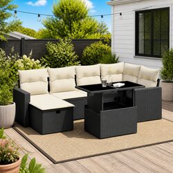 Specifications of 7 Piece Black Modular Garden Sofa Set