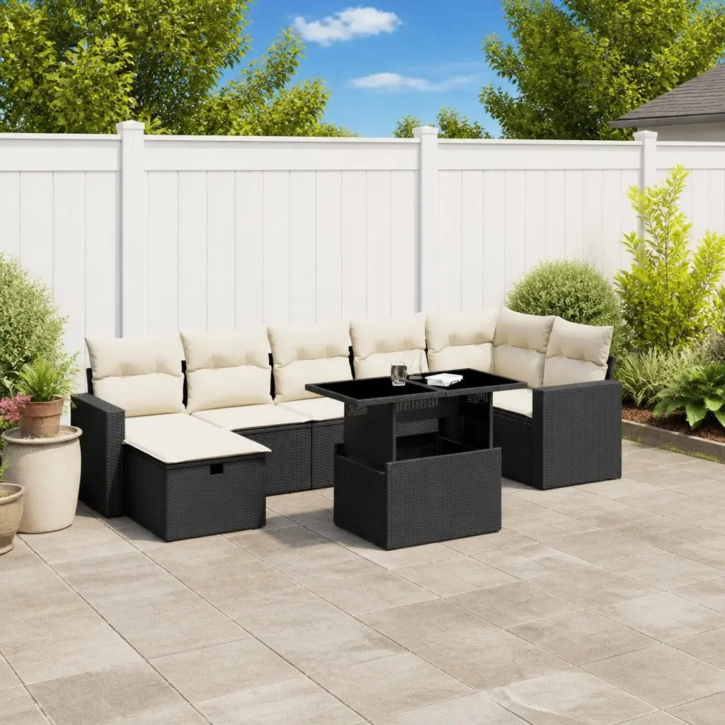 Garden Sofa Set 8 Piece Outdoor Furniture Patio Modular Black
