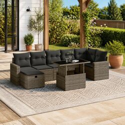 Specifications of the 8 Piece Outdoor Sofa Set with Grey Cushions