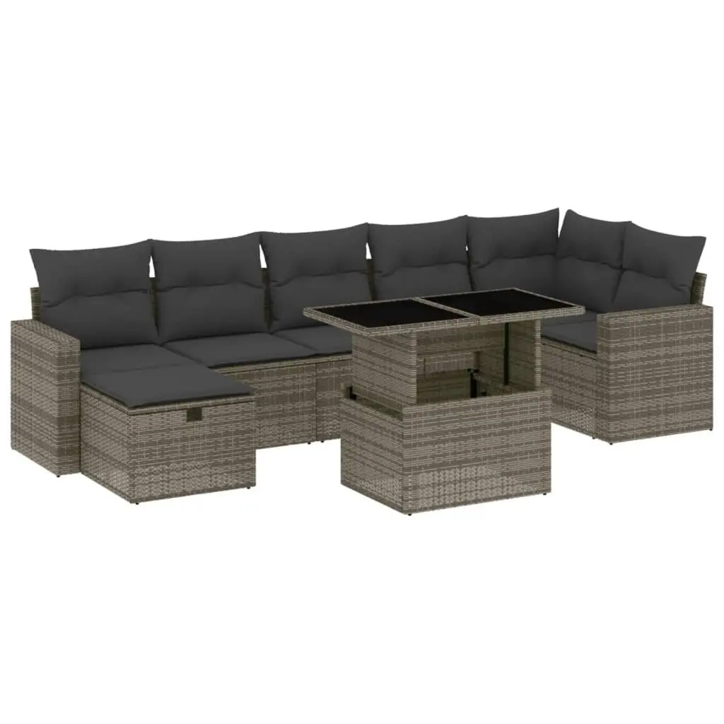 Garden Sofa Set 8 Piece Outdoor Furniture Patio Rattan Lounge Grey