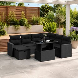 8 Piece Outdoor Sofa Set with Adjustable Table and Cushions