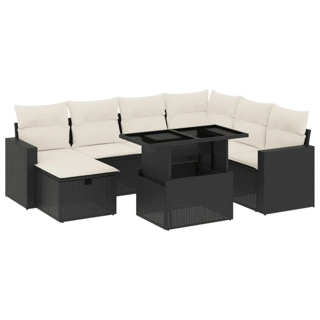 Garden Sofa Set 8 Piece Outdoor Furniture Patio Black Poly Rattan Modular Lounge