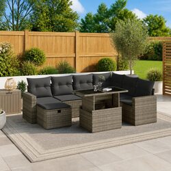 8-Piece Garden Sofa Set: Grey PE Rattan Modular Design