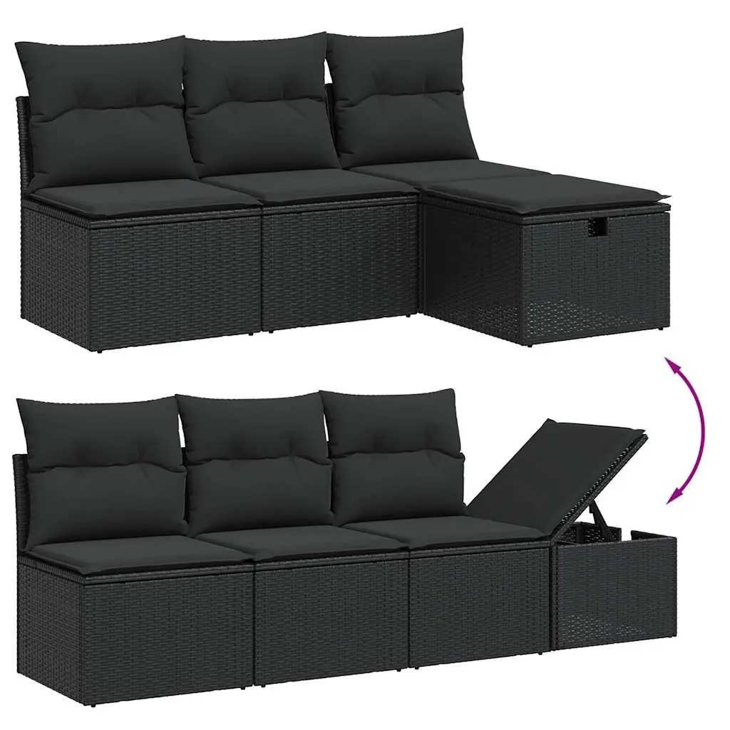 8 Piece Black Outdoor Modular Sofa Set
