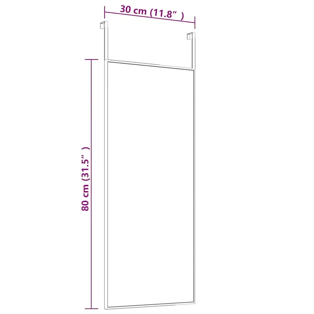 Door Mirror Black Wall Mounted Hanging Dressing Glass 30x80 cm Bedroom Living