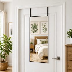 Black Door Mirror 40x80 cm: Glass and Aluminium Details