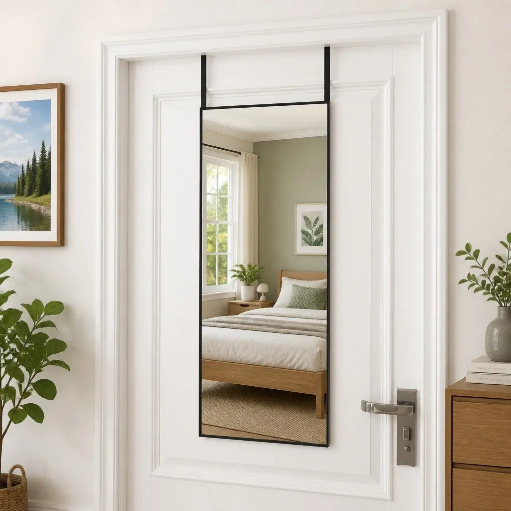 Black Aluminum Frame Door Mirror 40x100cm