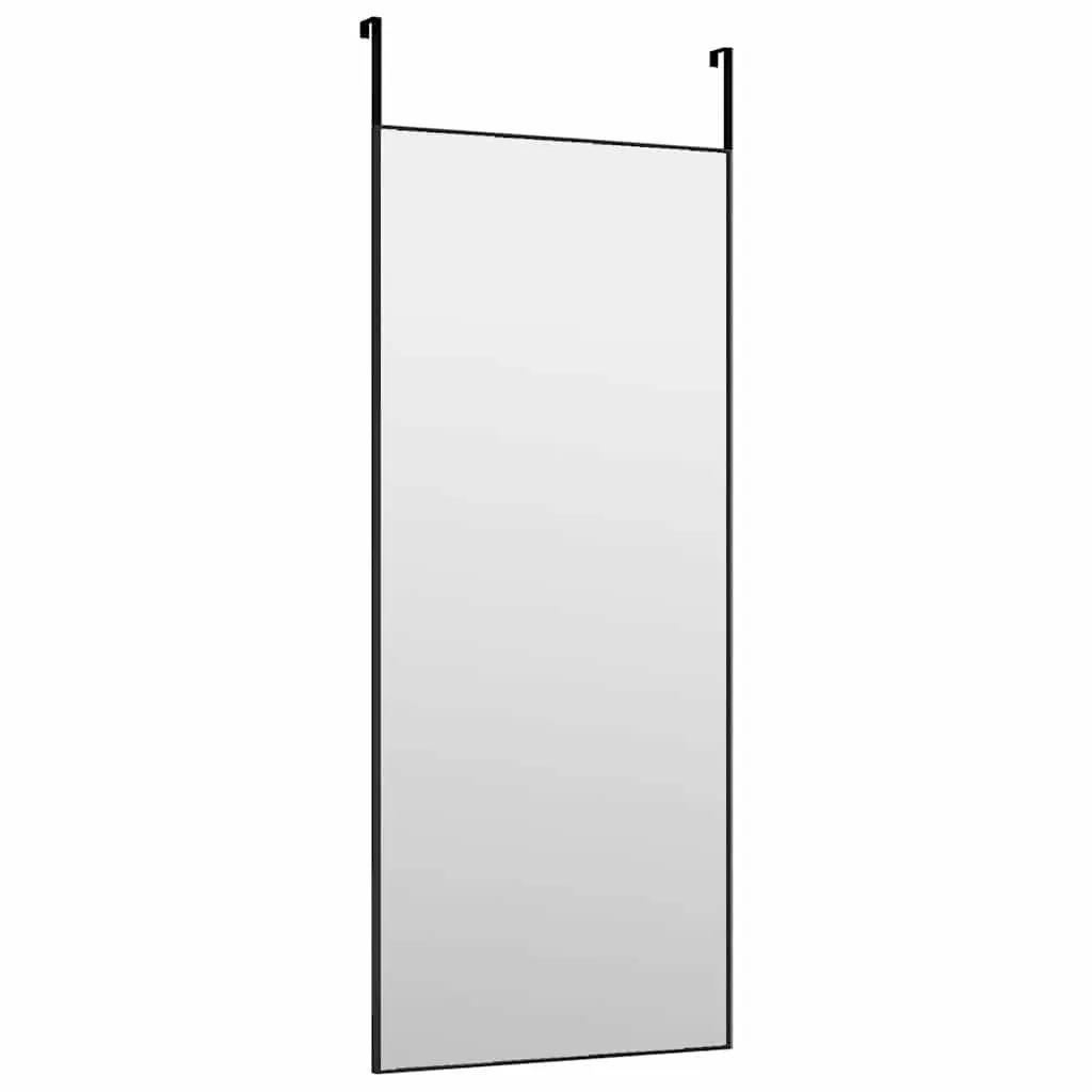 Door Mirror Black Wall Mounted 40x100cm Aluminum Frame Bedroom