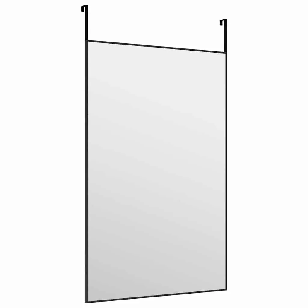 Door Mirror Black 50x80 cm Wall Mounted Dressing Glass Aluminium Frame Over-Door