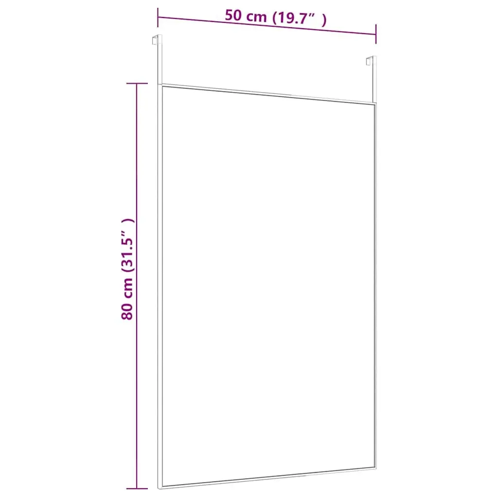 Door Mirror Black 50x80 cm Wall Mounted Dressing Glass Aluminium Frame Over-Door