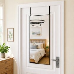 50x100 cm Door Mirror with Aluminium Frame in Black