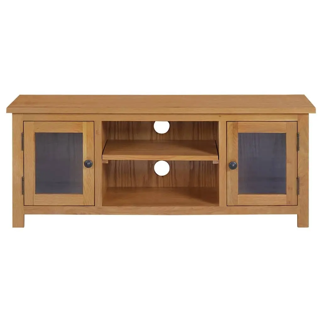 TV Cabinet for Living Room 110x35x44 cm Brown Solid Oak Wood Storage Unit with Doors