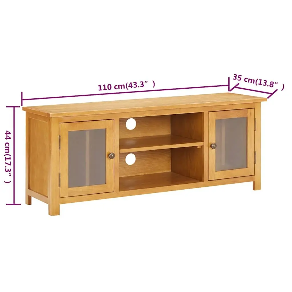 TV Cabinet for Living Room 110x35x44 cm Brown Solid Oak Wood Storage Unit with Doors