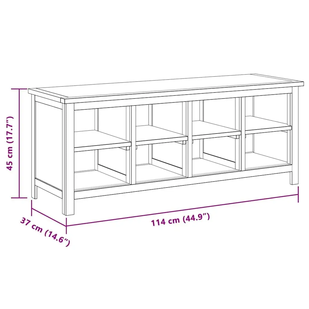 Solid Wood Shoe Rack Bench Organiser 8 Compartments Brown Storage Cabinet