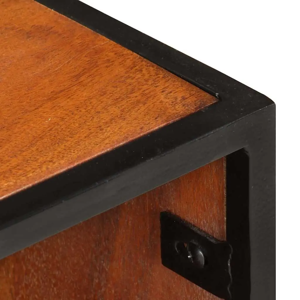 40x30x50 cm Bedside Table with Solid Acacia Wood and Iron Legs