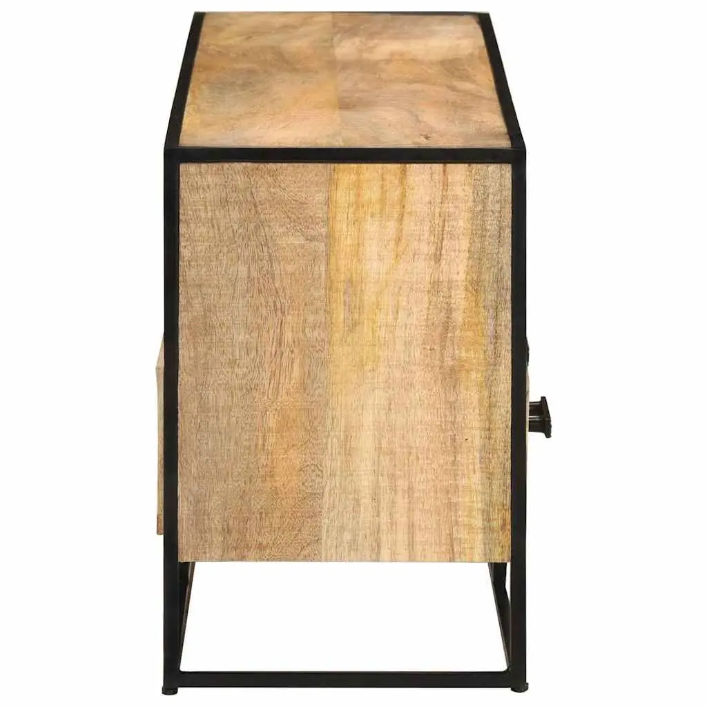 TV Cabinet Living Room 110x30x45 cm Brown Rough Mango Wood with 3 Drawers and 3 Shelves