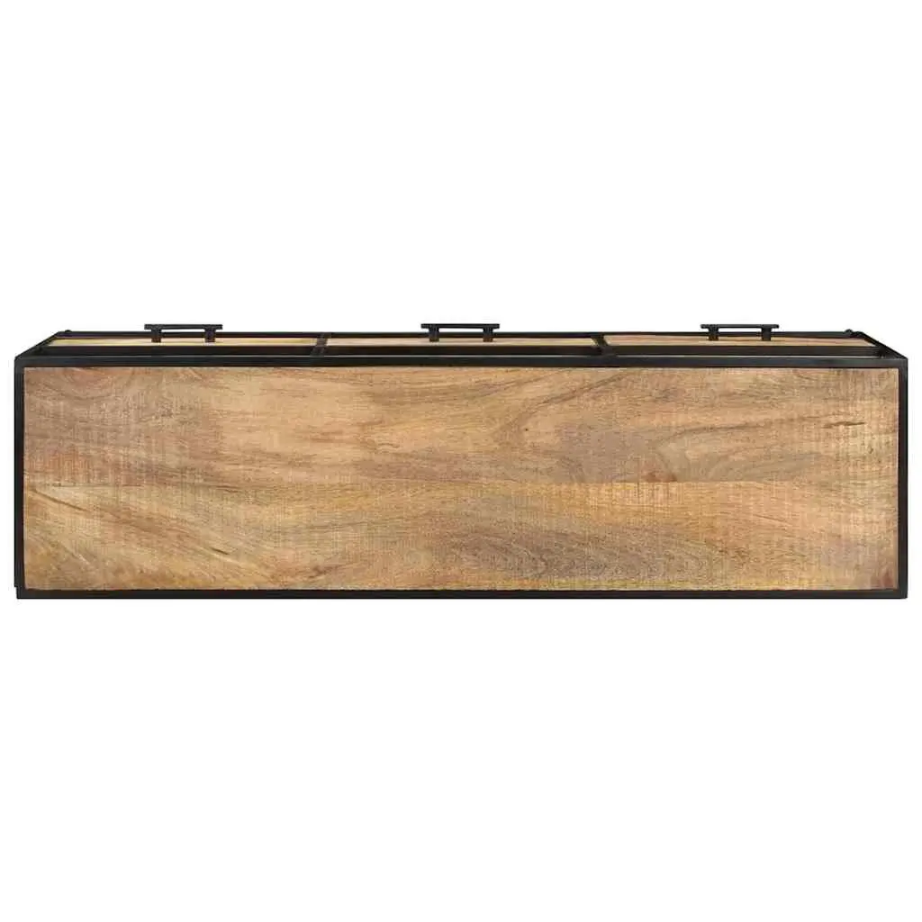 TV Cabinet Living Room 110x30x45 cm Brown Rough Mango Wood with 3 Drawers and 3 Shelves