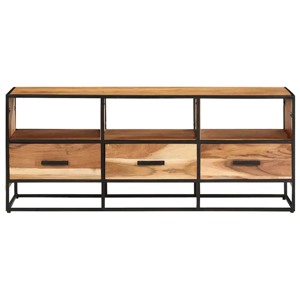 TV Cabinet for Living Room 110x30x45cm Solid Acacia Wood with 3 Drawers and 3 Shelves Brown