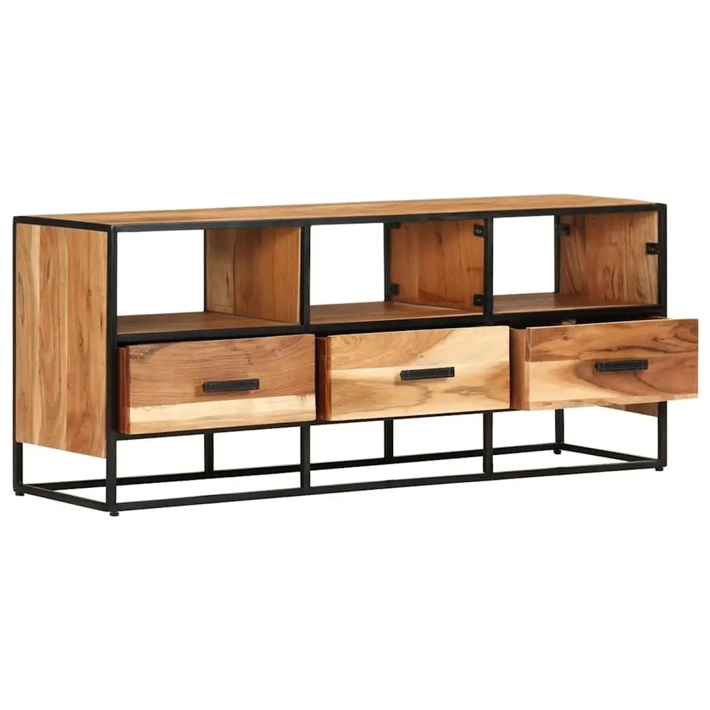 TV Cabinet for Living Room 110x30x45cm Solid Acacia Wood with 3 Drawers and 3 Shelves Brown